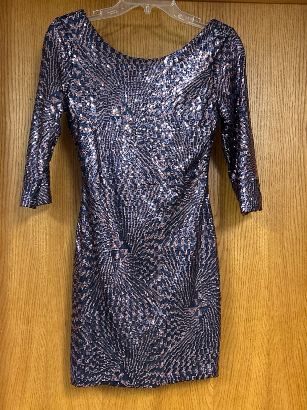 As U Wish Navy and Rose Gold Sequin Midi Dress